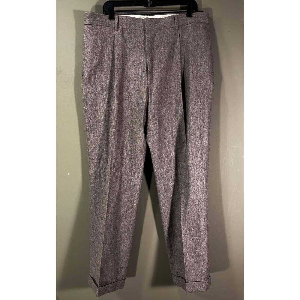 TSE Wool Cashmere Mens Dress Pants Brown Pleated Cuffed Sz 38x30 Luxury Comfort